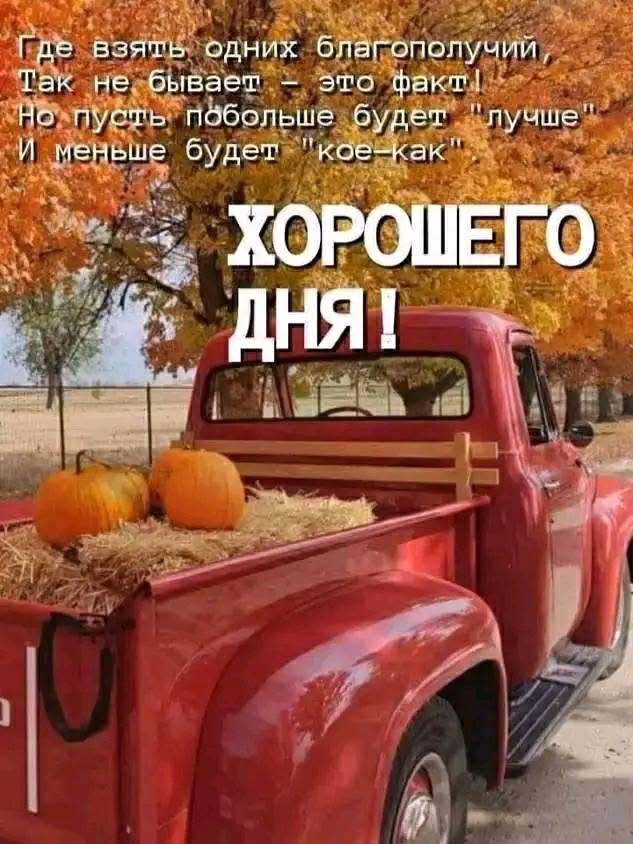 Где взяться одних благополучий, Так не бывает — это факт Но пусть побольше будет 'лучшее' И меньше будет 'кое-как' ХОРОШЕГО ДНЯ !