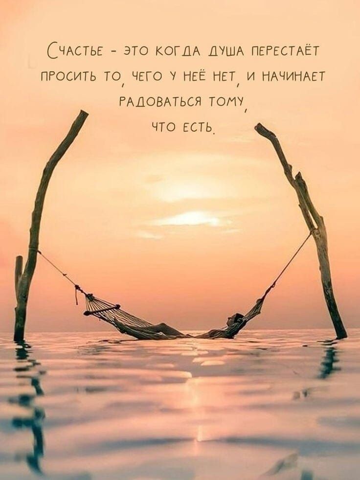 Счастье – это когда душа перестаёт просить то, чего у неё нет, и начинает радоваться тому, что есть.