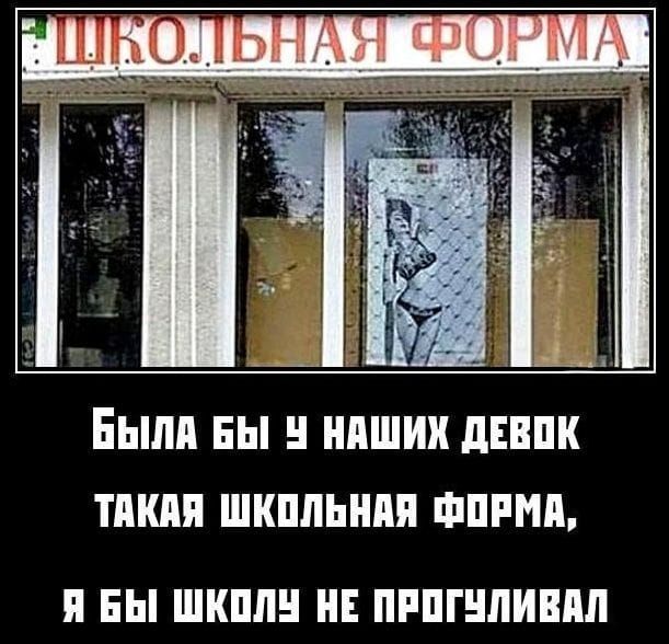 БЫЛА БЫ У НАШИХ ДЕВОК ТАКАЯ ШКОЛЬНАЯ ФОРМА, Я БЫ ШКОЛУ НЕ ПРОГЛИВАЛ