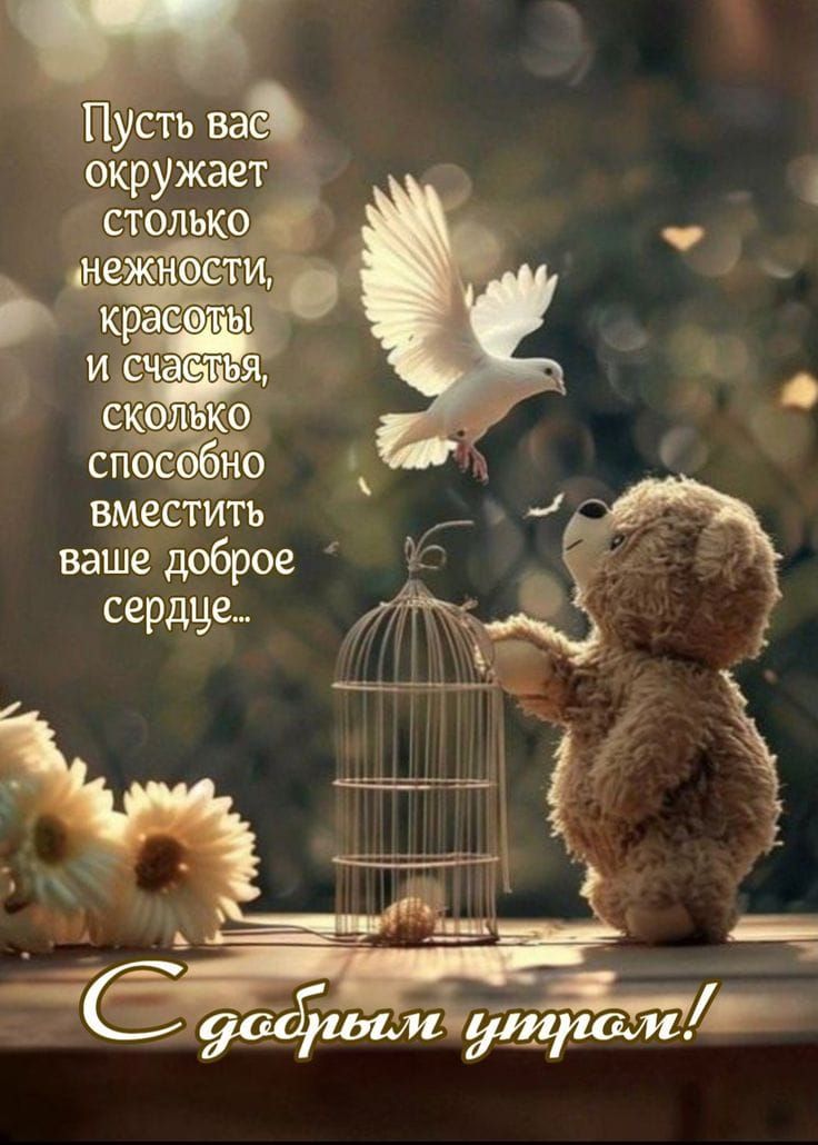 Пусть вас окружает столько нежности, красоты и счастья, сколько способен вместить ваше доброе сердце... С добрым утром!