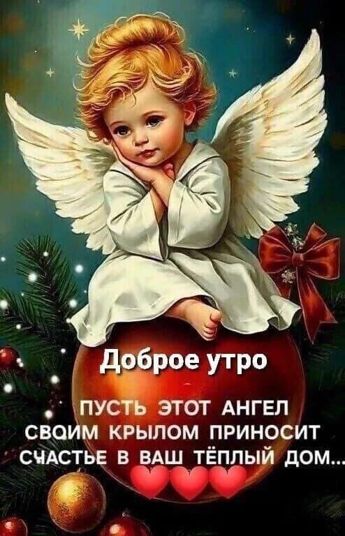 Доброе утро пусть этот ангел своим крылом приносит счастье в ваш тёплый дом...