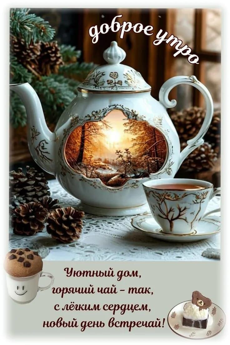 доброе утро
Уютный дом, горячий чай – так, с лёгким сердцем, новый день встречай!