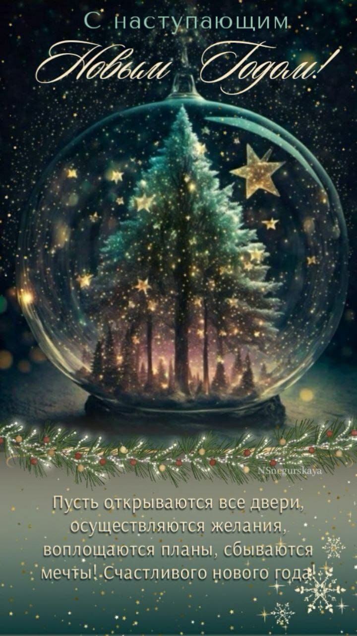 С наступающим Новым годом! Пусть открываются все двери, осуществляются желания, воплощаются планы, сбываются мечты! Счастливого нового года!