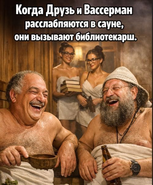 Когда Друзь и Вассерман расслабляются в сауне, они вызывают библиотекар.