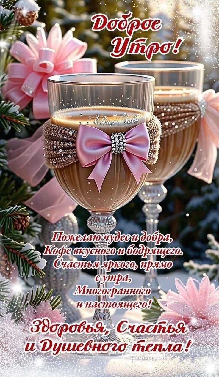 Доброе Утро! Пожелаю чудес и добра, Кофе вкусного и бодрящего. Счастья яркого, пряного утра, многогранного и настоящего! Здоровья, Счастья и Душевного тепла!
