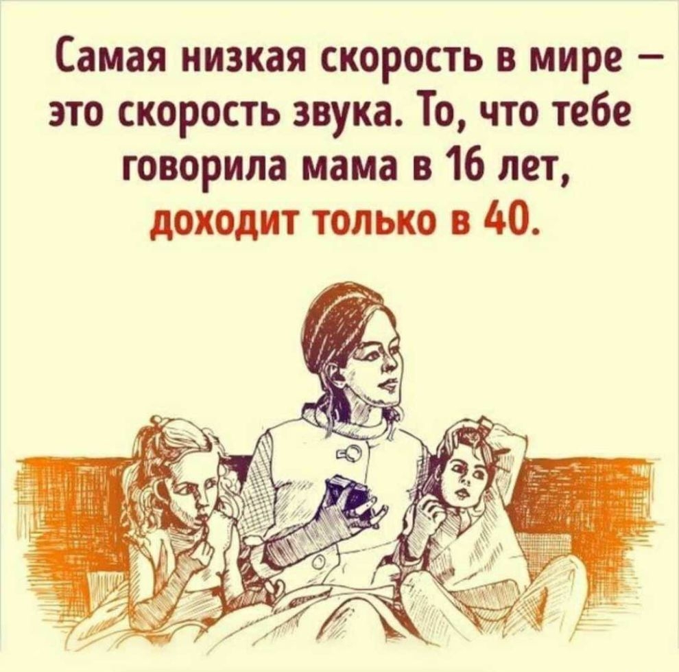 Самая низкая скорость в мире это скорость звука То что тебе говорила мама в 16 лет доходит только в 40