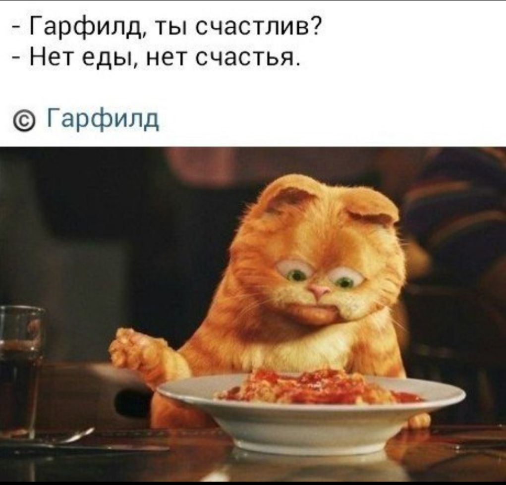 Гарфилд ты счастлив Нет еды нет счастья Гарфилд