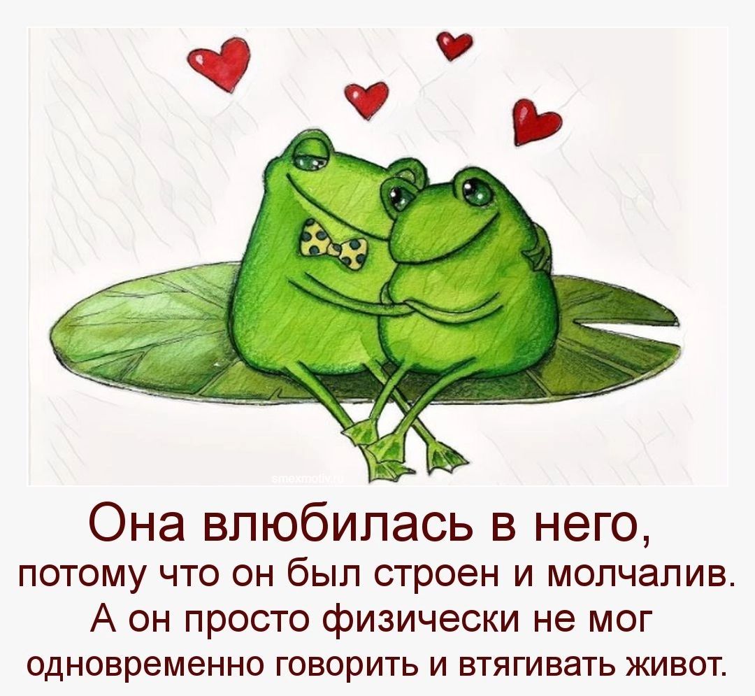 Она влюбилась в него ПОТОМУ ЧТО ОН был СТРОЕН И МОЛЧЗЛИВ А он просто физически не мог одновременно ГОВОРИТЬ И ЕТЯГИВВТЬ ЖИВОТ