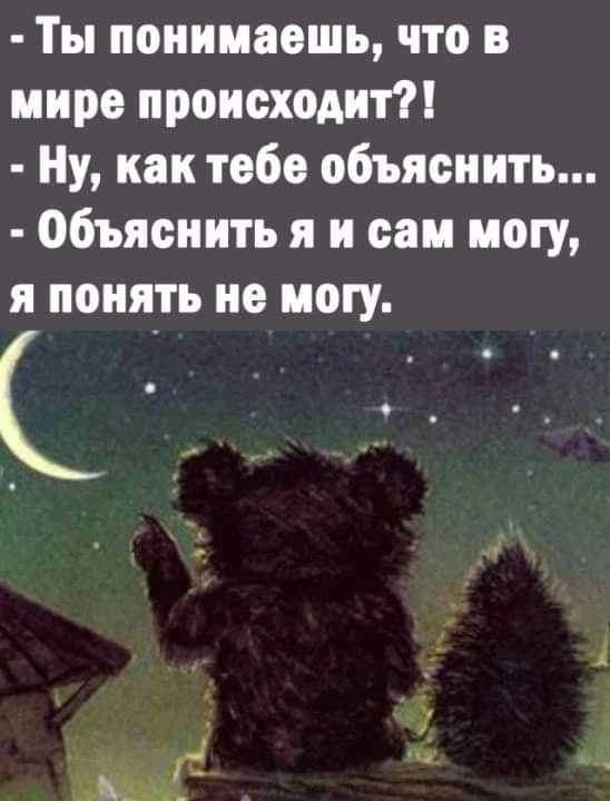 Ты понимаешь что в мире происходит Ну как тебе объяснить объяснить я и сам могу я понять не могу