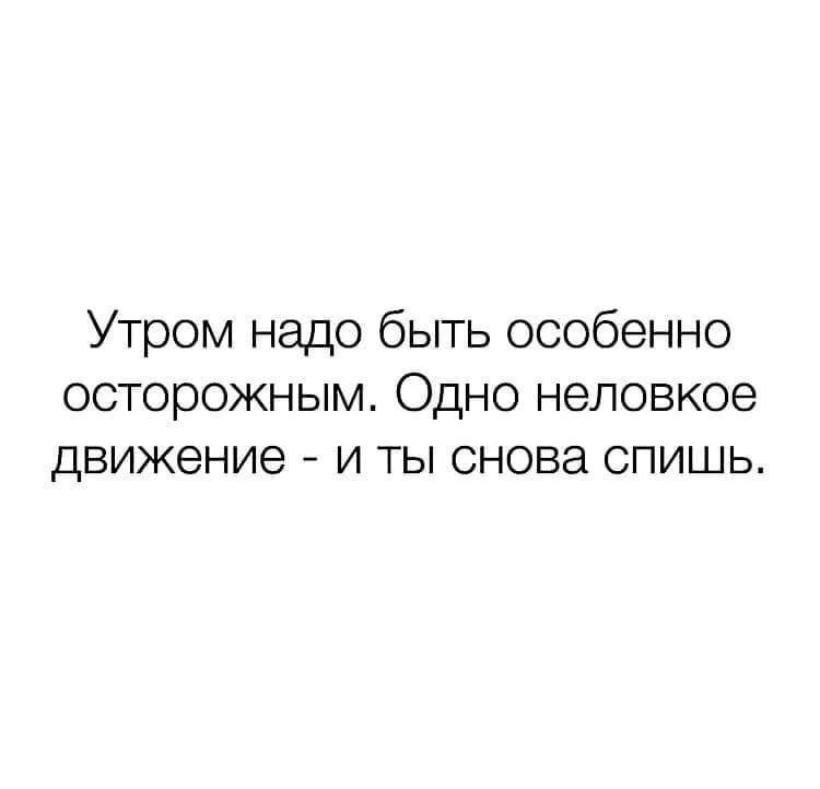 Утром надо быть особенно осторожным Одно неловкое движение и ты снова спишь