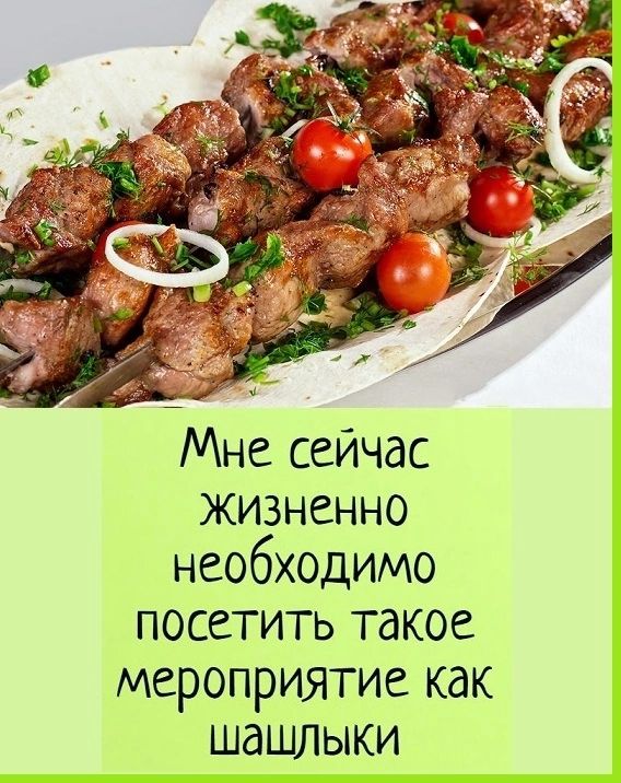 Мне сейчас жизненно необходимо посетить такое мероприятие как шашлыки
