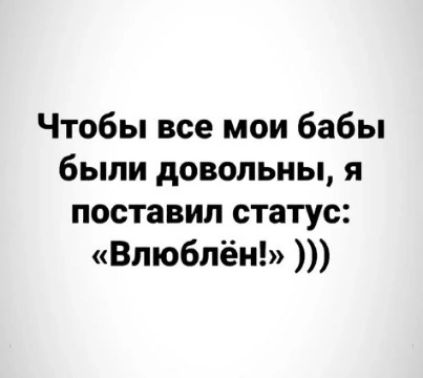 Чтобы все мои бабы были довольны я поставил статус Впюбпён