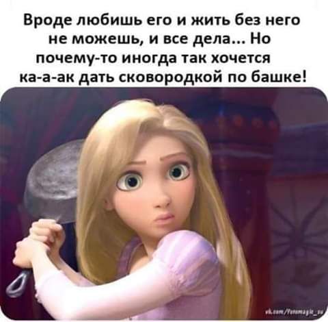 Вроде любишь его и жить без него не можешь и все дела Но почему то иногда так хочется ка а ак дать сковородкой по башке