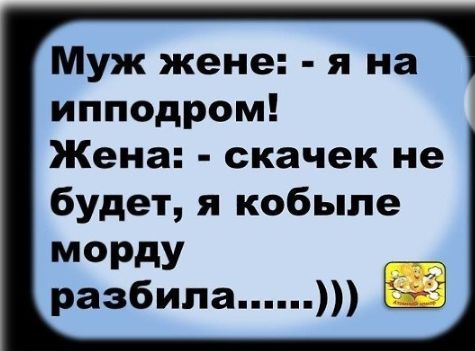 Муж жене я на ипподром Жена скачек не будет я кобыле МОРдУ разбила