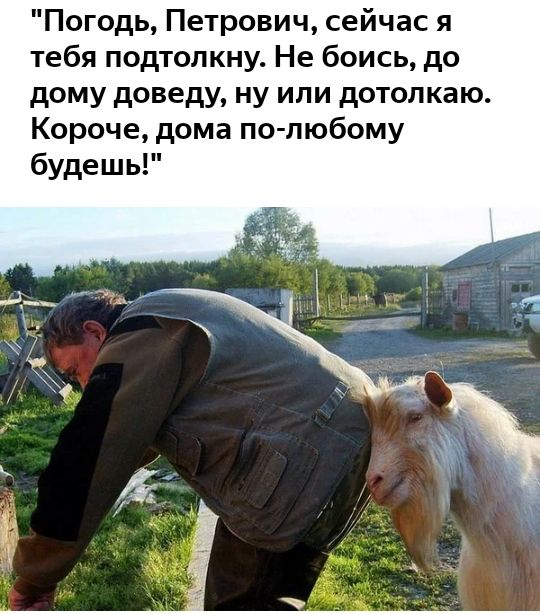Погодь Петрович сейчас я тебя подтолкну Не боись до дому доведу ну или дотолкаю Короче дома по любому