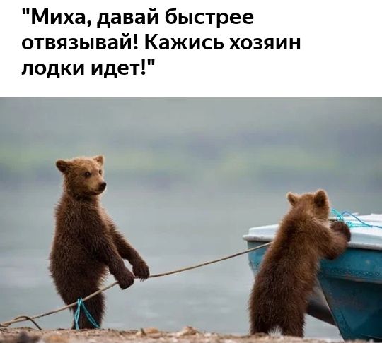Миха давай быстрее отвязывай Кажись хозяин лодки идет