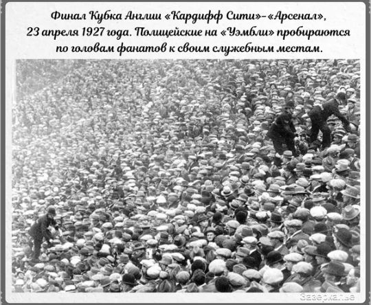 Финал 'кубка англии «кардифф сити»«арсенал», 23 апреля 1927 1ода. 'полицейские на «уэлмбли» пробираются