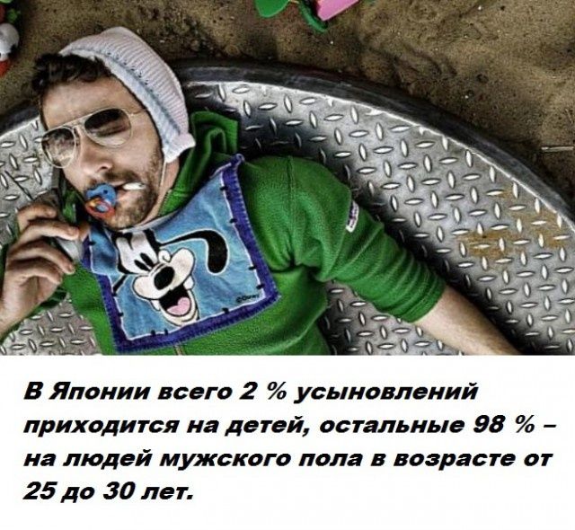 В Японии всего 2 усыновлений приходится на детей остальные 98 на людей мужского пола в возрасте от 25 до 30 лет