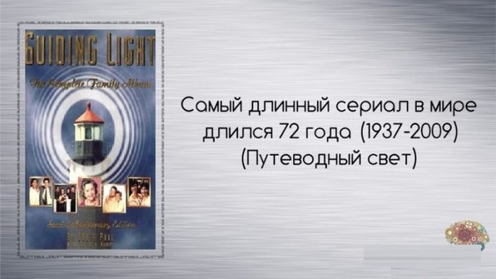 Самый длинный сериал в мире 7 длился 72 года 1937 2009 Путеводный свет