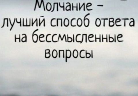 Молчание лучший способ ответа на бессмысленные вопросы