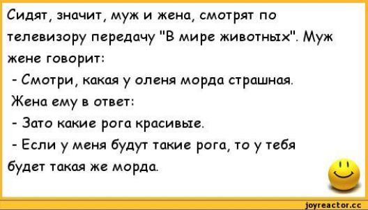 Сидят зничит муж и жима смотрят пи плиизору передачу В мире жи оныі Муж жен творит Смотри какая у оленя морда арпшноя ж ему аист Зто каки рога краси ые Если у меня будут шкив рога т у тебя Були такая же морда