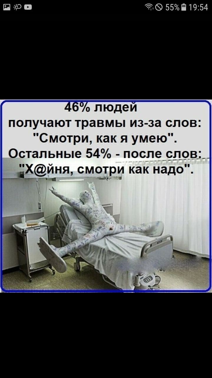 П ЁЭП ББП1954 о людеи получают травмы из за слов Смотри как я умею Остальные 54 после слов _ё_чня смотгръіі как надо