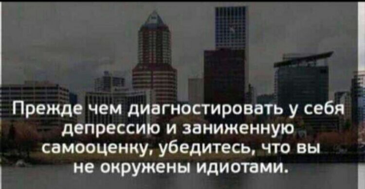 Прежде чем диагностировать у себя депрессию и заниженную самооценку убедитесь что вы не окружены идиотами Ш