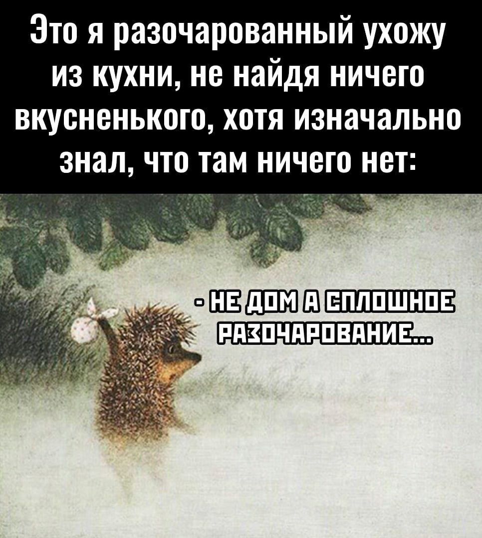 Это я разочарованный ухоио из гщхни не найдя ничего вкусненького хотя изначально знал что там ничего нет