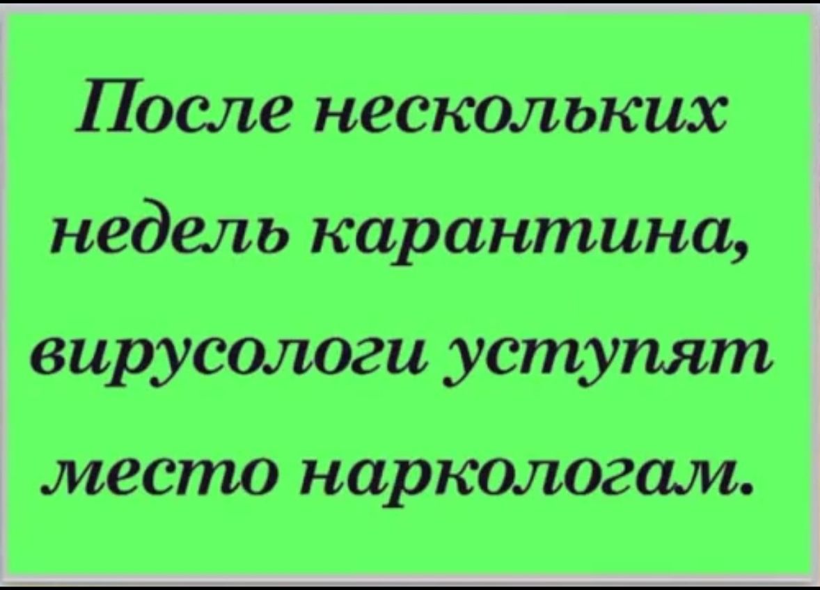 После нескольких недель карантина вирусологи уступят место наркологии