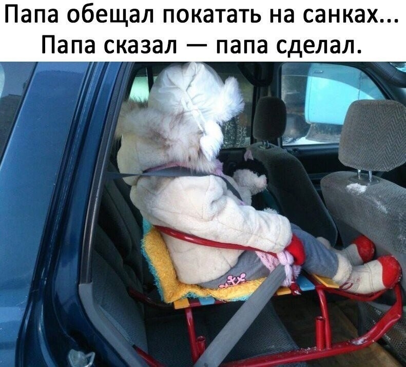 Папа обещал покатать на санках Папа сказал папа сделал