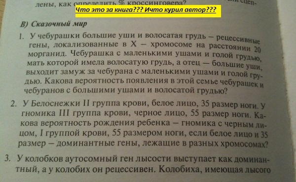 лены как оппрпепигь кппссиигоим чта ата за 2 и ло пвтпц в Склзвииші мир у чебуряшки большие уши и волосами уд_ гены лакилизопаины в х _ хромосоме мортанид Чебурашка маленькими ушами мать которой имела волосатую грудь и отец _ выходит пам уж за чсбурзнз маленькими уш лью Какова вероятность появления в спой щ чсбураноц с большими ушами и шлпс тои 2 У Белоснежки группа крови было лицо кова вероятност