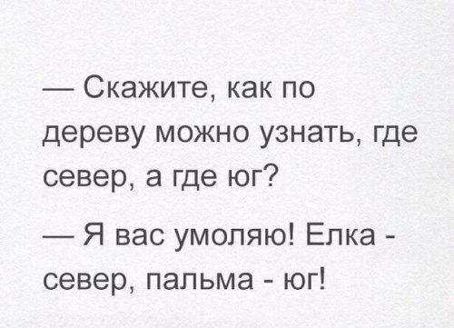 Скажите как по дереву можно узнать где север а где юг Я вас умоляю Елка север пальма юг