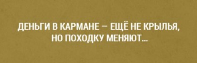 дЕНЬГИ В КАРМАНЕ _ ЕЩЁ НЕ КРЫЛЬЯ НО ПОХОДКУ МЕНЯЮТ