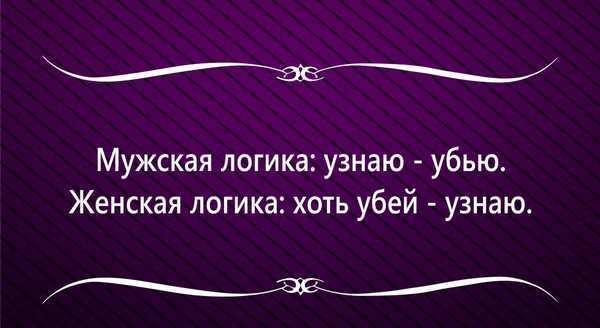 Мужская логика узнаю убью Женская логика хоть убей узнаю