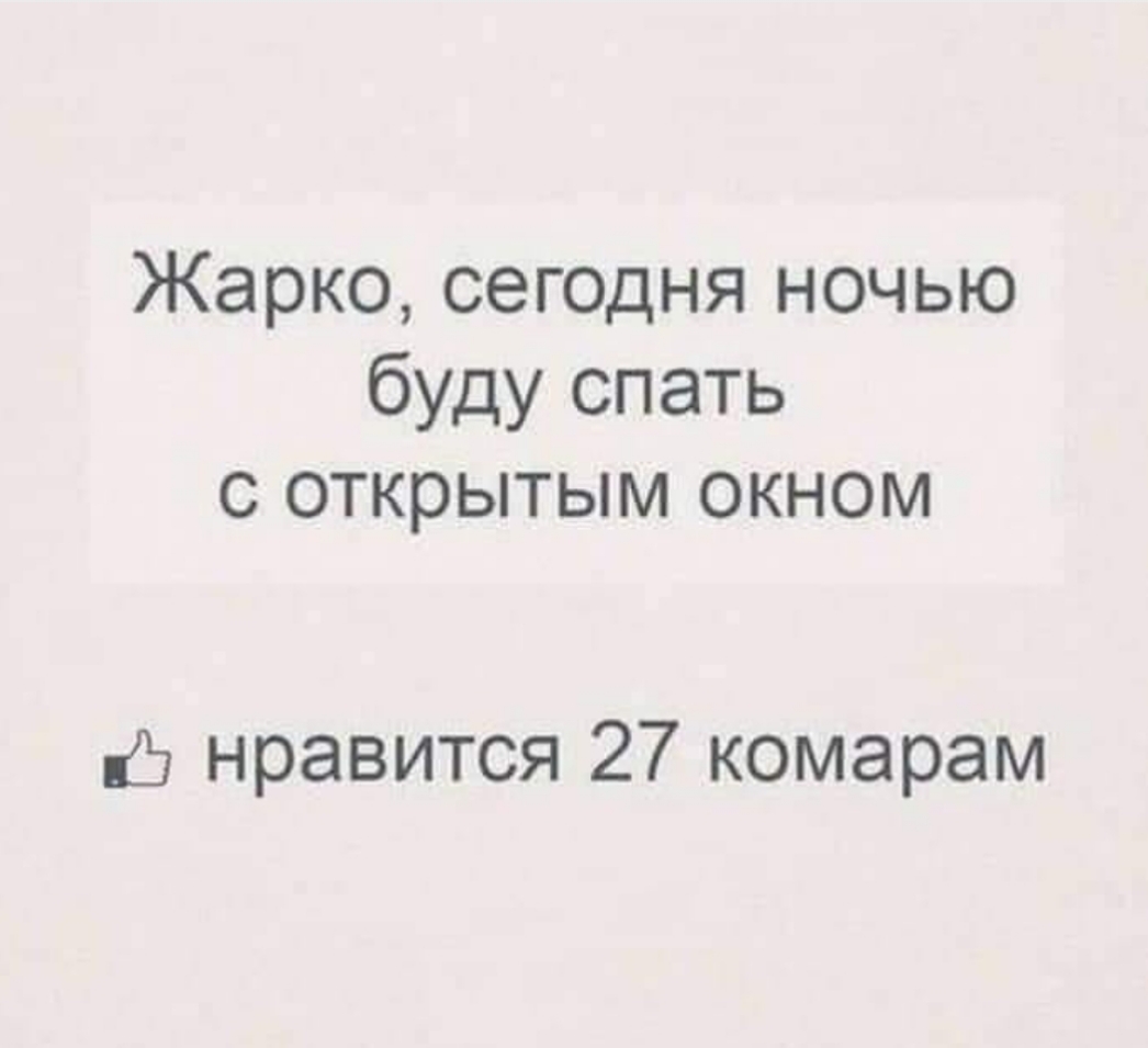 Жарко сегодня ночью буду спать с открытым окном нравится 27 комарам