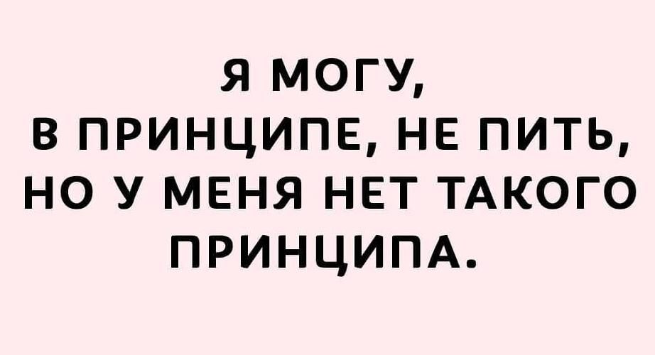 я могу в принципе НЕ пить но у меня нет ТАКОГО принципд