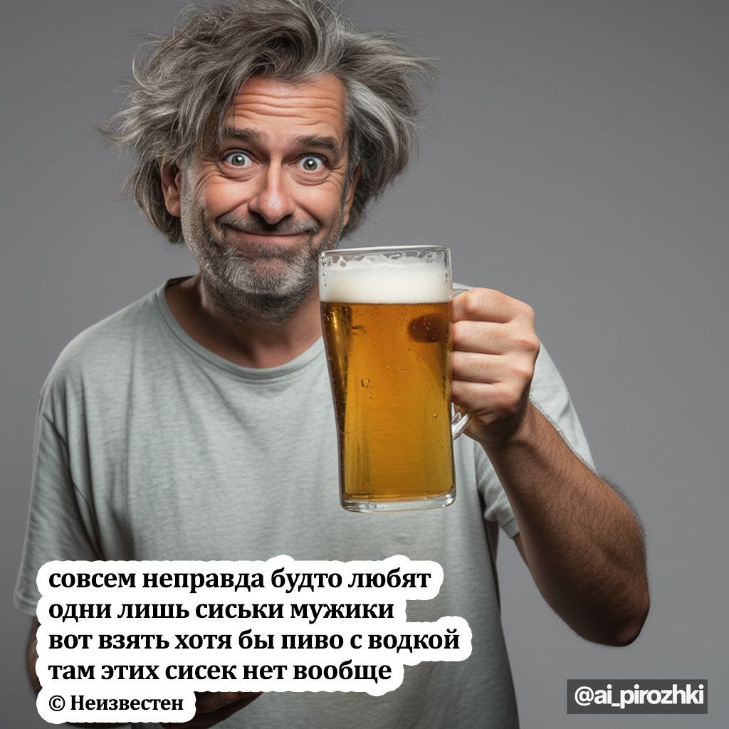 совсем неправда будто любят одни лишь сисяки мужики вот взять хотя бы пиво с водкой там этих сидек нет вообще