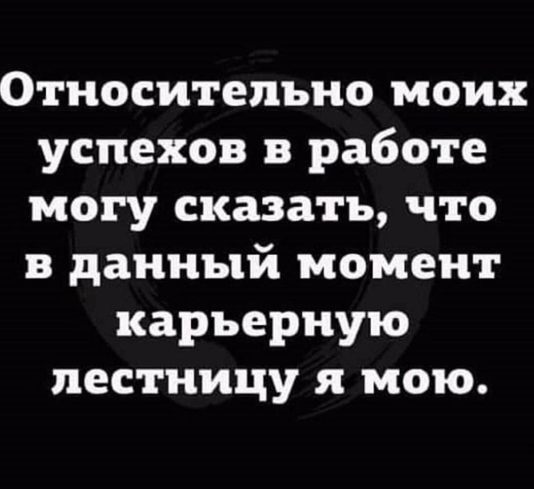 Относительно моих успехов в работе могу сказать что в данный момент карьерную лестницу я мою