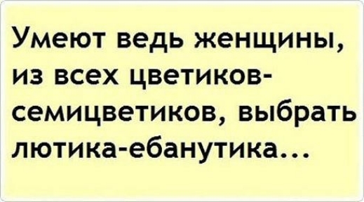 Умеют ведь женщины из всех цветиков семицветиков выбрать лютика ебанутика