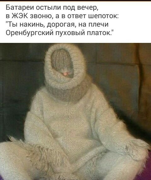 Батареи остыли под вечер в ЖЭК звоню а в ответ шепоток Ты накинь дорогая на плечи Оренбургский пуховый платок