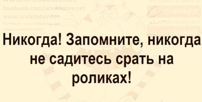 Никогда Запомните никогда не садитесь срать на роликах