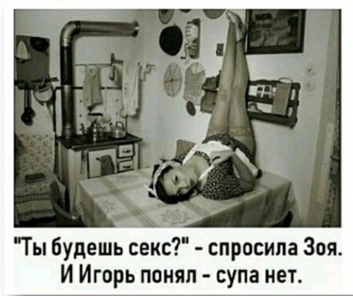 Ты будешь секс спросила Зоя И Игорь понял супа нет