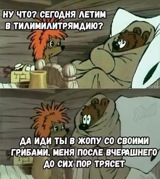 НУ ЧТО СЕГОДНЯ АЕТИМ В ТИАИИИАИТРЯМАИЮ _ Щё п со г М ИА_И ТЫ В ЖОПУ СО СВОИМИ ГРИБАМИ мвнялпосде ВЧЕРАШНЕГ 0 А0 СИХП0Р ТРЯСЕТ _