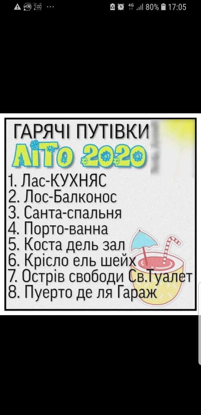 АЁЁЗЕШ ЕЁ 4680і17Ё05 ГАРЯЧ ПУТВКИ МТО 2020 1 Лас КУХНЯС 2 Лос Балконос 3 Санта спальня 4 Портованна 5 Коста дель зал 6 Крісло ель шейхё 7 Острів свободи ЕЁТТУЗЛеТ 8 Пуерто де ля Гараж