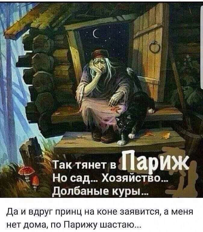 Так тянет в пар иж Ё Но сад Хозяйство долбаные куры Да И ВДРУГ ПРИНЦ Нд КОНЭ 33ЯВИТСЯ а меня нет дома по Парижу шастаю