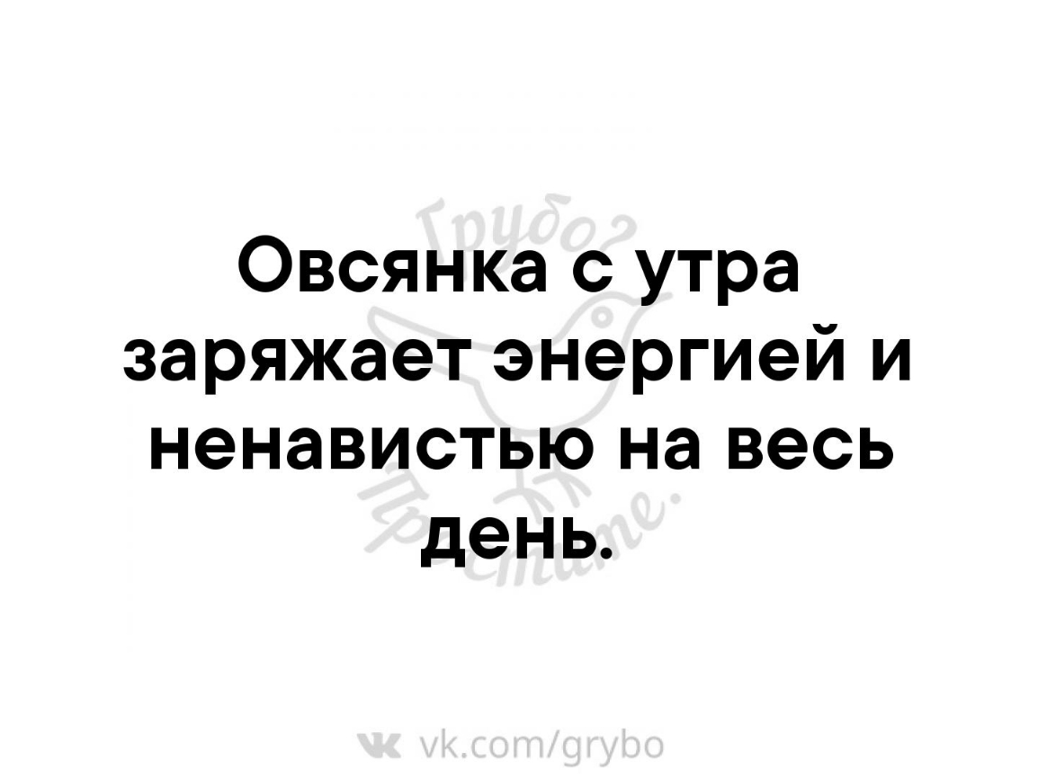 Овсянка с утра заряжает энергией и ненавистью на весь день