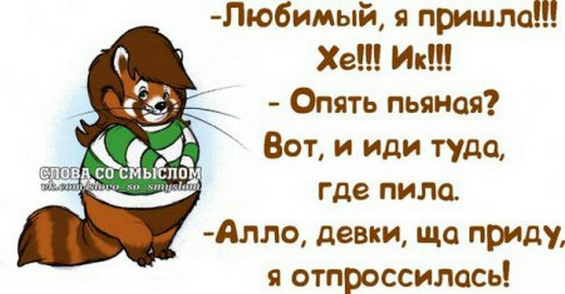 Любимый я пришла Хе Ик Опять пьяная Вот и иди туда где пила Алло девки що приду отпроссилось