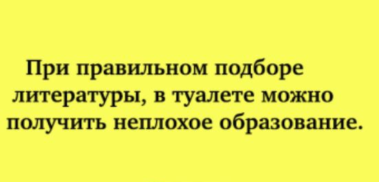 При правильном подборе литературы в туалете можно получить неплохое образование в шлицанп