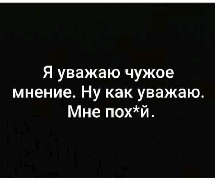 Я уважаю чужое мнение Ну как уважаю Мне похй