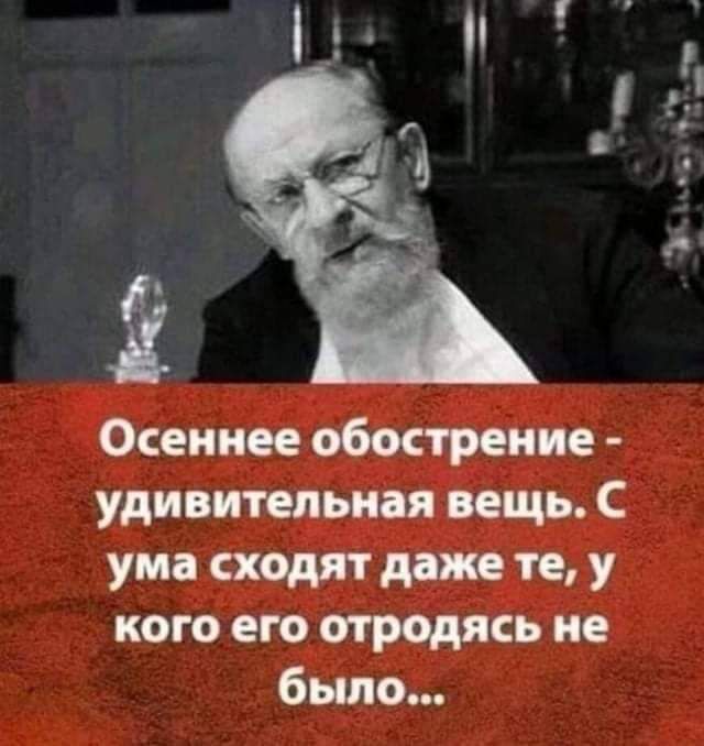 Осеннее обострение удивительная вещь С ума сходят даже те У кого его отродясь не было